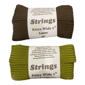 Extra Wide Shoelaces 1 Inch 1 Brown 1 Green 45 inch long. Strings